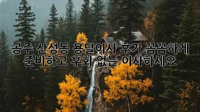 공주 산성동 용달이사 후기: 꼼꼼하게 준비하고 후회 없는 이사하세요!
